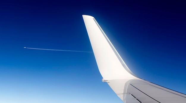Photo view of jet plane wing