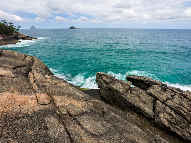 View of Joatinga Beach Rio de Janeiro Brazil Day with blue sky and some clouds