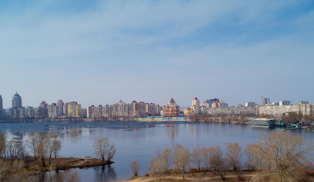 View of Kiev, Ukraine. View from the top of the Dnieper and Obolon area