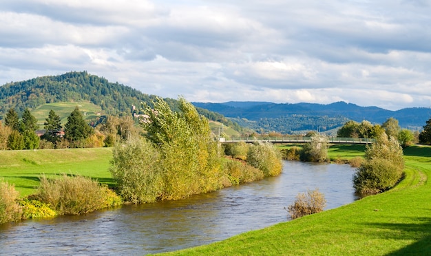 Foto vista del fiume kinzig nelle montagne della foresta nera