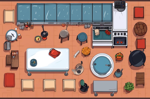 Photo a view of a kitchen with a sink generative ai