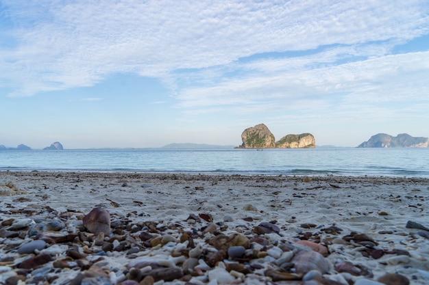 View of ko ngai island, trang province, southern thailand with beautiful sea water