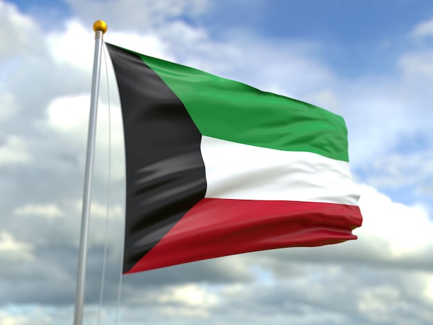 View of kuwait flag in the wind