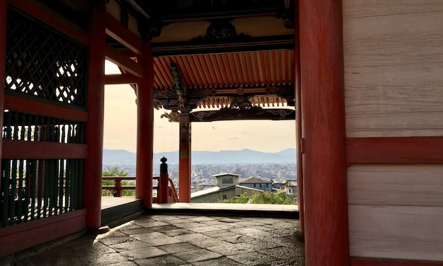 View of Kyoto from the inside of a temple