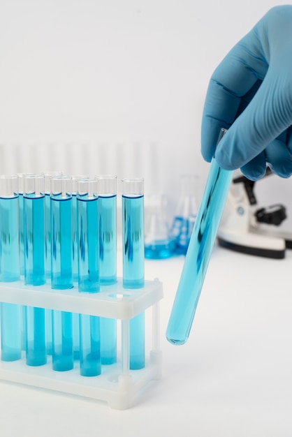 Photo view of laboratory test tube samples