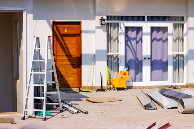 View of ladder at construction site