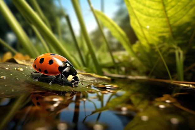 View of Ladybug in nature