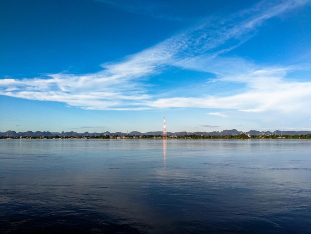 View of lake against cloudy sky