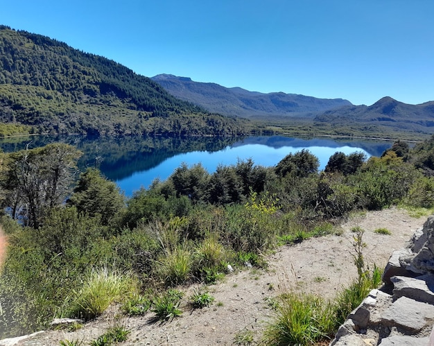 A view of a lake in the andes mountains