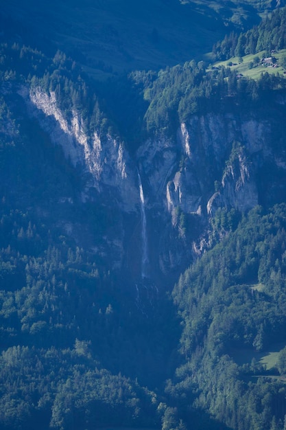 View of Lake Brienz in the Bernese Oberland in Switzerland from Giessbach Falls