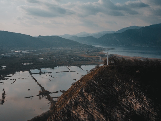 View on the lake from the drone