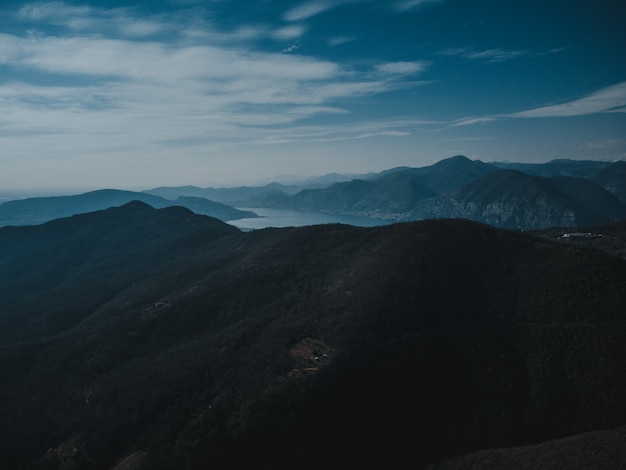 view on the lake from the drone