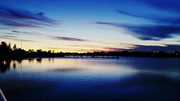 View of lake at sunset