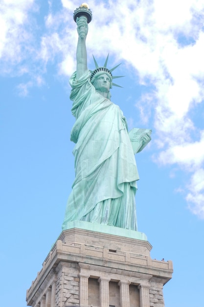 View of landmark the statue of liberty is most famous in new york ,usa