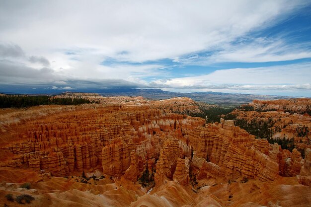 View of landscape against cloudy sky