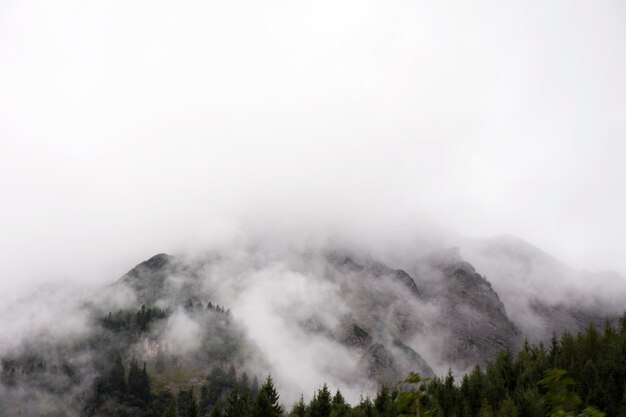 View landscape of alps mountain with clouds at viewpoint of Biberwier Austria for travelers and people travel