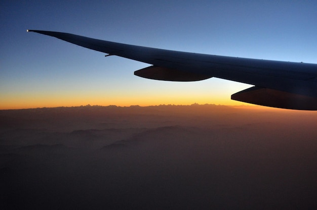 View landscape and cloudscape sky with sunrise skyline from airbus flying from thailand go to Berlin Germany