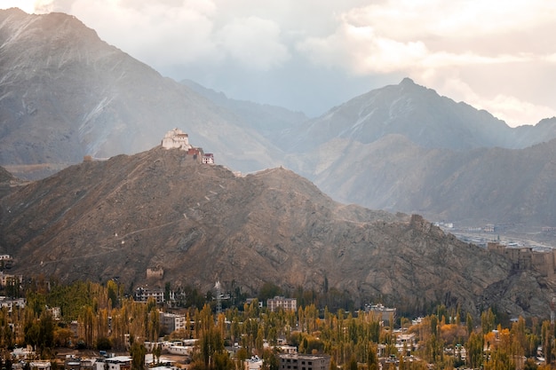 View of Landscape Namgyal Tsemo Gompa in Leh, Ladakh, India