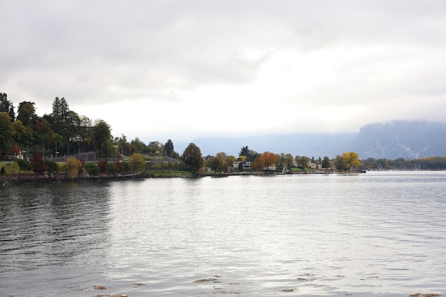 View of Landscape near the river in Lucerne Switzerland