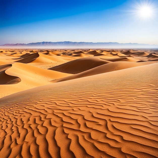 Photo view of landscape sahara desert sandy dunes with stones rocks at blue sky photo of scenery desert hills with sand at sunny summer day sahara tozeur city tunisia africa copy ad text space