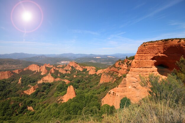 View of Las Medulas, antique gold mine in the province of Leon, Spain.