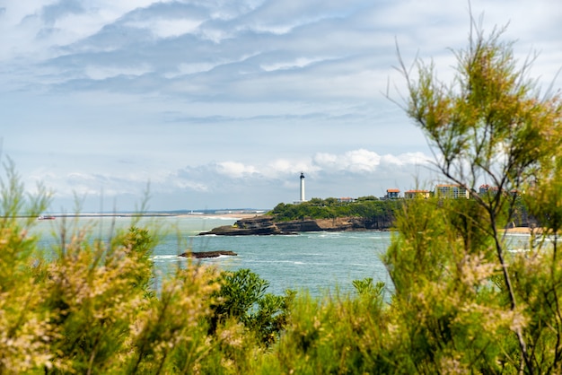 View of lighthouse of Biarritz city, France