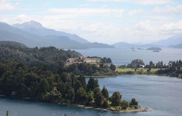 view of the llao llao hotel from the panoramic point in bariloche