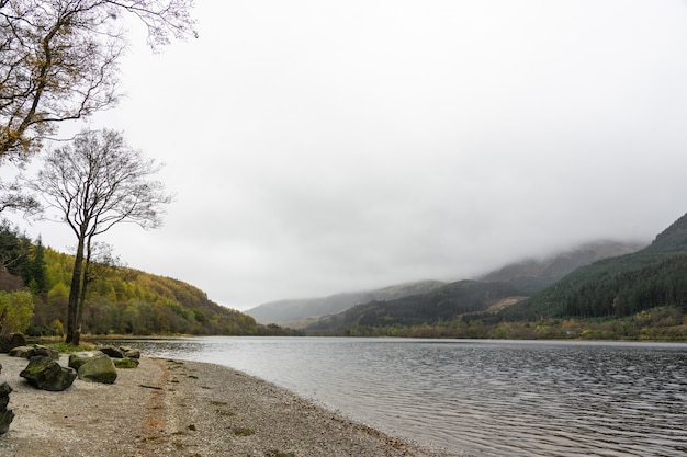 View of Loch Lubnaig on a cloudy day