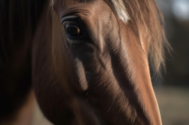 素敵な茶色の馬の半顔のビュー