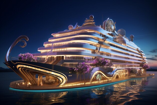 View of luxurious cruise ship