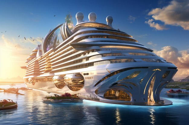 View of luxurious cruise ship