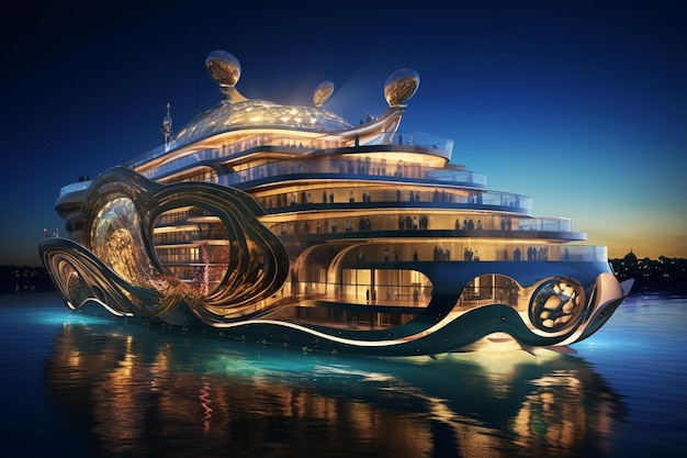 View of luxurious cruise ship