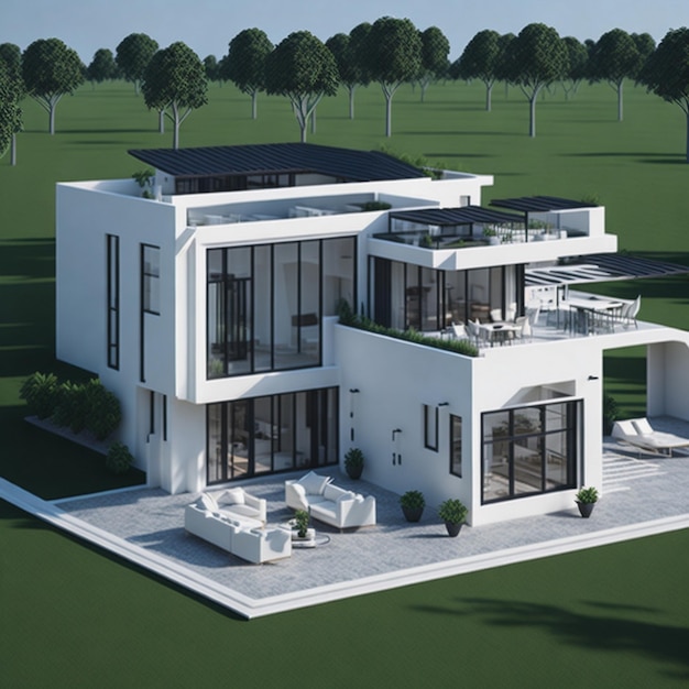 View of luxury 3d house model