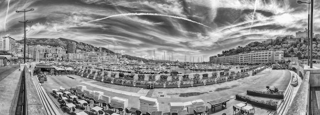 View over luxury yachts and apartments in Monte Carlo Monaco