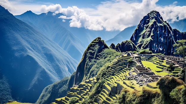 View to Machu Picchu inca ruins
