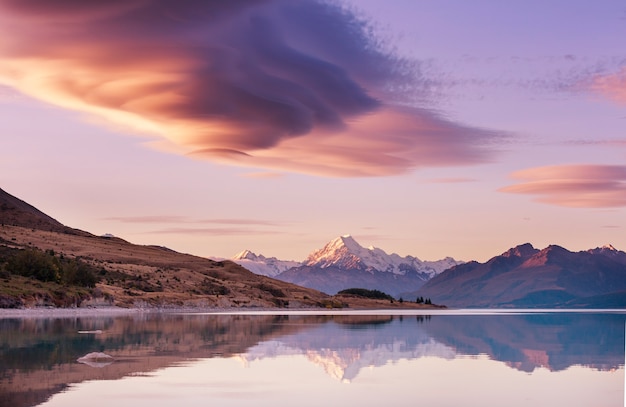 View of the majestic Aoraki Mount Cook,  New Zealand