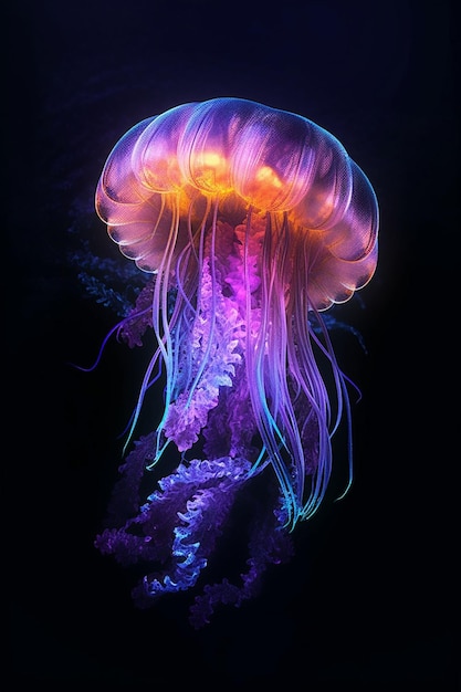 Вид на величественную медузу в океане