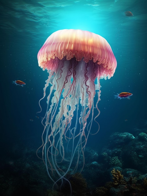 View of majestic jellyfish in the ocean