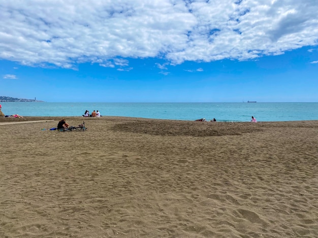 View of Malagueta Beach in Malaga City on Summer