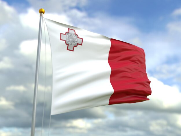 Photo view of malta flag in the wind