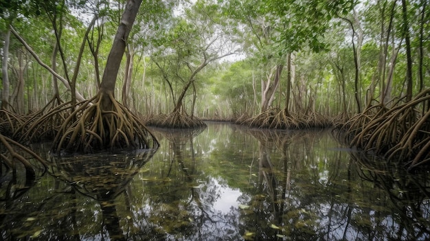 A view of the mangrove forest from the water