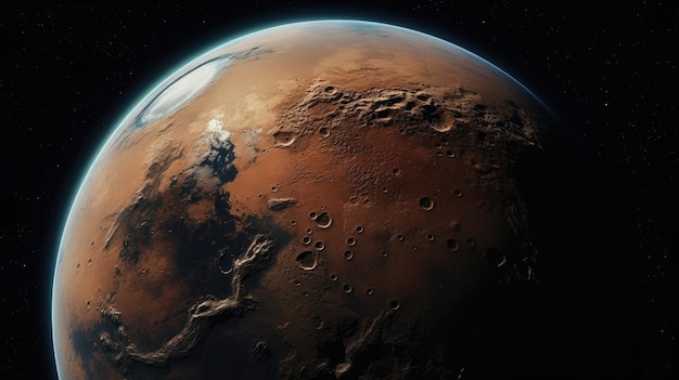 Photo a view of mars from the space station a close up of the planet mars diptych triptych