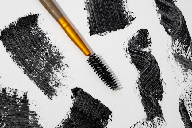 View of mascara brush with stroke