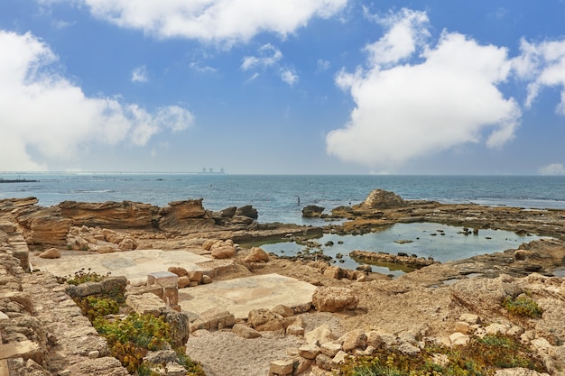 View of the Mediterranean Sea in the seaside national park of Caesarea.