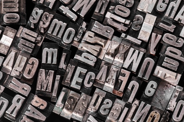 Photo view of metallic typesetting letters