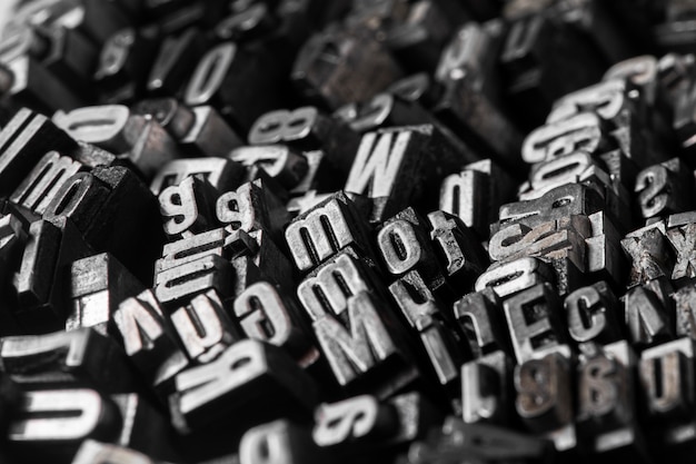 Photo view of metallic typesetting letters