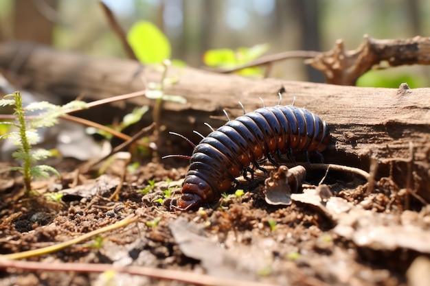 View of Millipede in nature