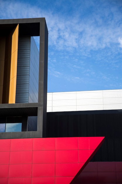 View at modern architecture geometrical shapes on a sunny day