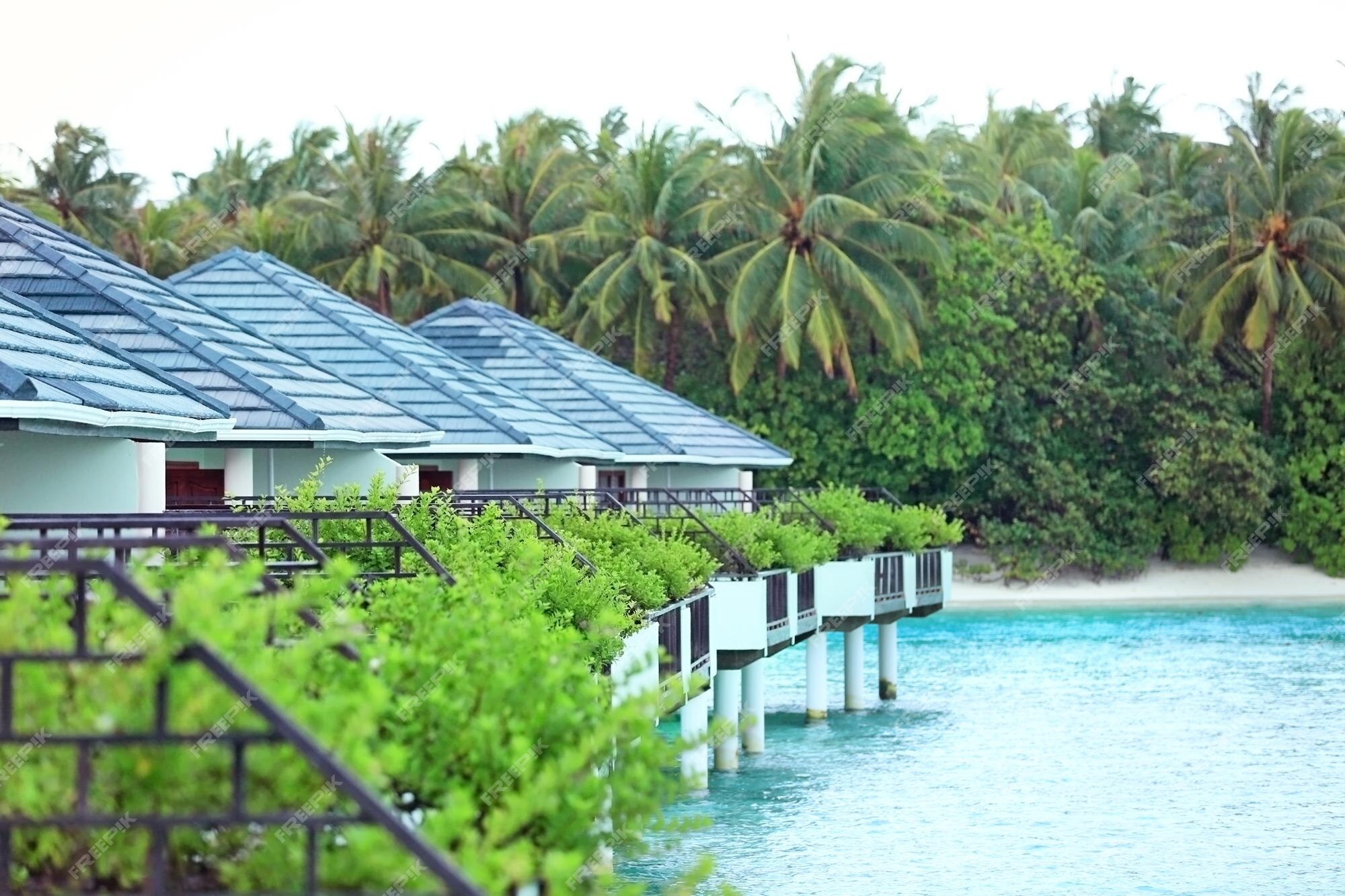 Premium Photo View Of Modern Beach Houses On Piles At Tropical Resort premium-photo-view-of-modern-beach-houses-on-piles-at-tropical-resort