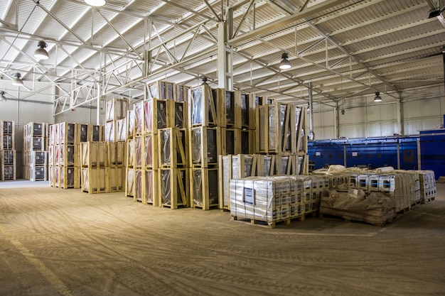 View at modern warehouse with goods